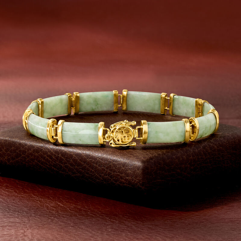 Jade &quot;Good Fortune&quot; Bracelet in 18kt Gold Over Sterling image number 5