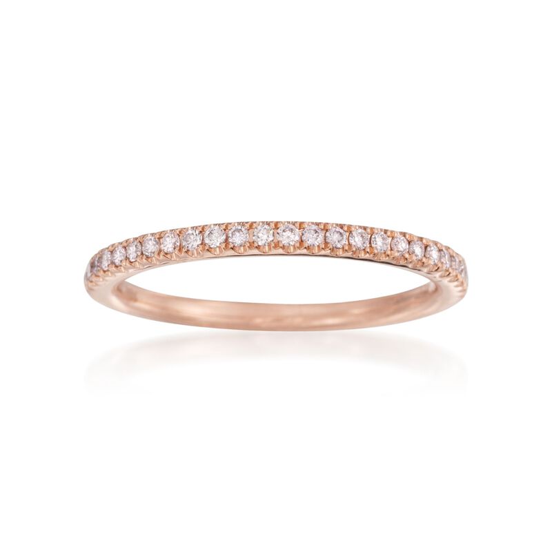 Henri Daussi .15 ct. t.w. Pave Diamond Wedding Band in 18kt Rose Gold image number 0