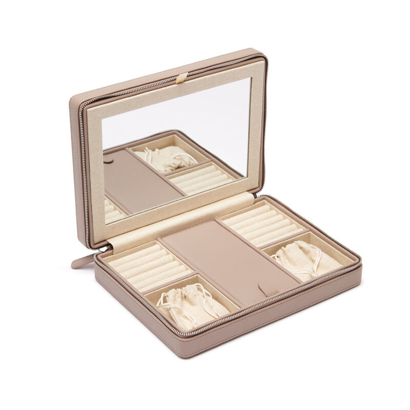 Brouk & Co. "Croft Avenue - Luna" Gray Faux Leather Large Travel Jewelry Case image number 2