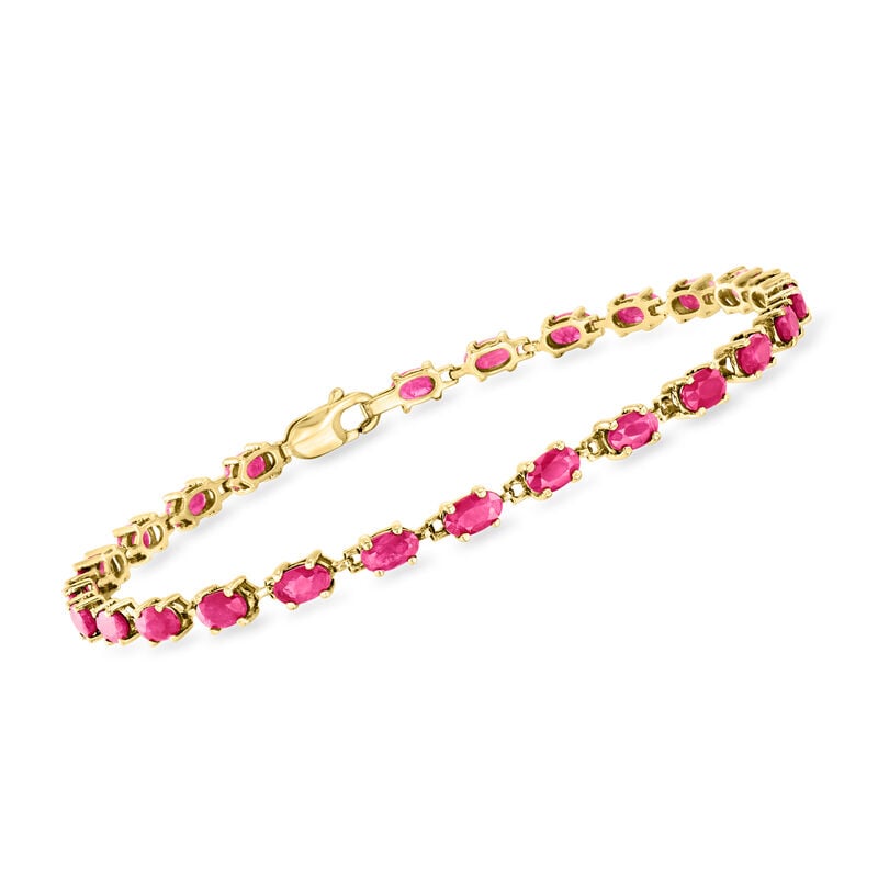 C. 1980 Vintage 8.75 ct. t.w. Ruby Tennis Bracelet in 10kt Yellow Gold. 7.5&quot; image number 0