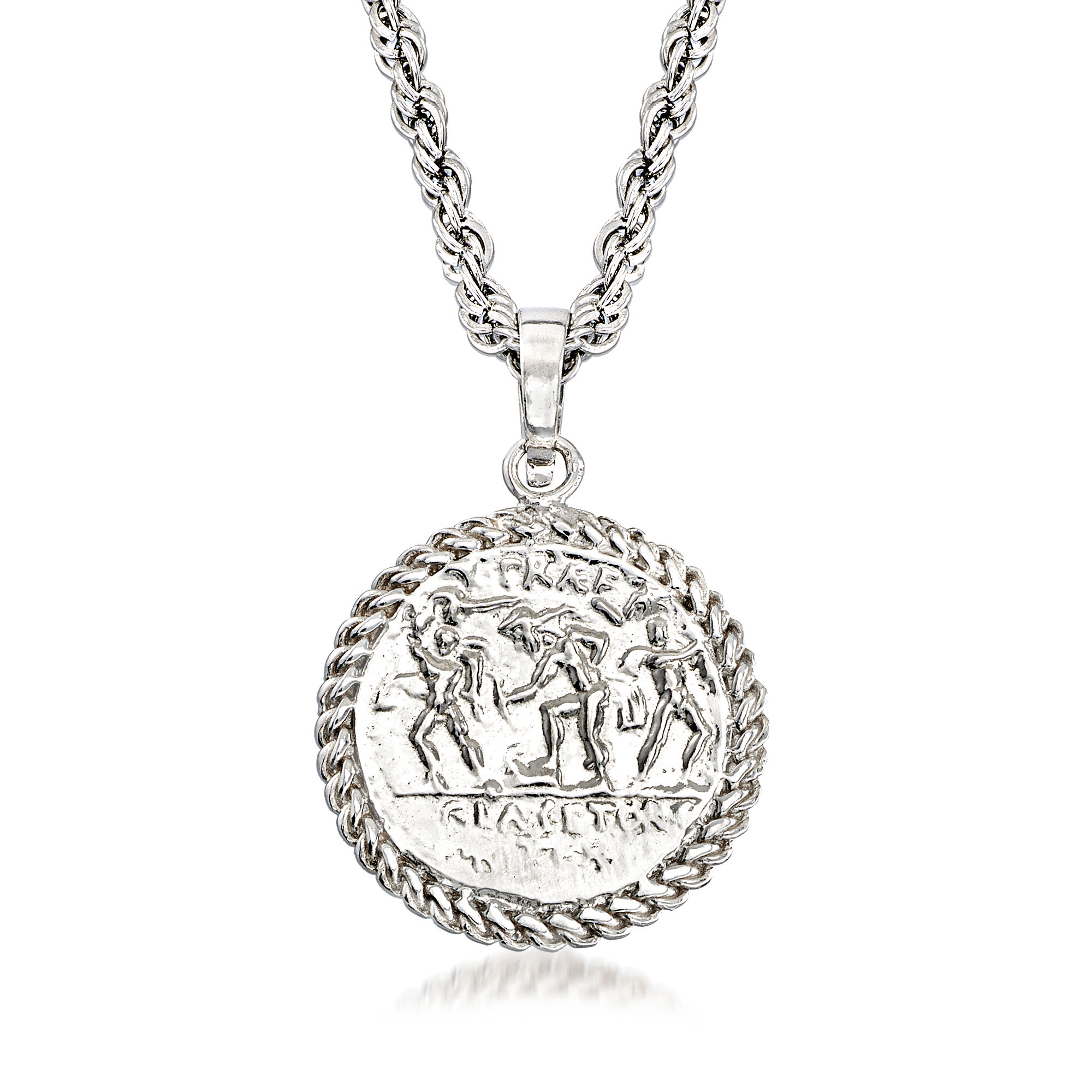 Sterling Silver Replica Roman Coin Pendant Necklace | Ross Simons