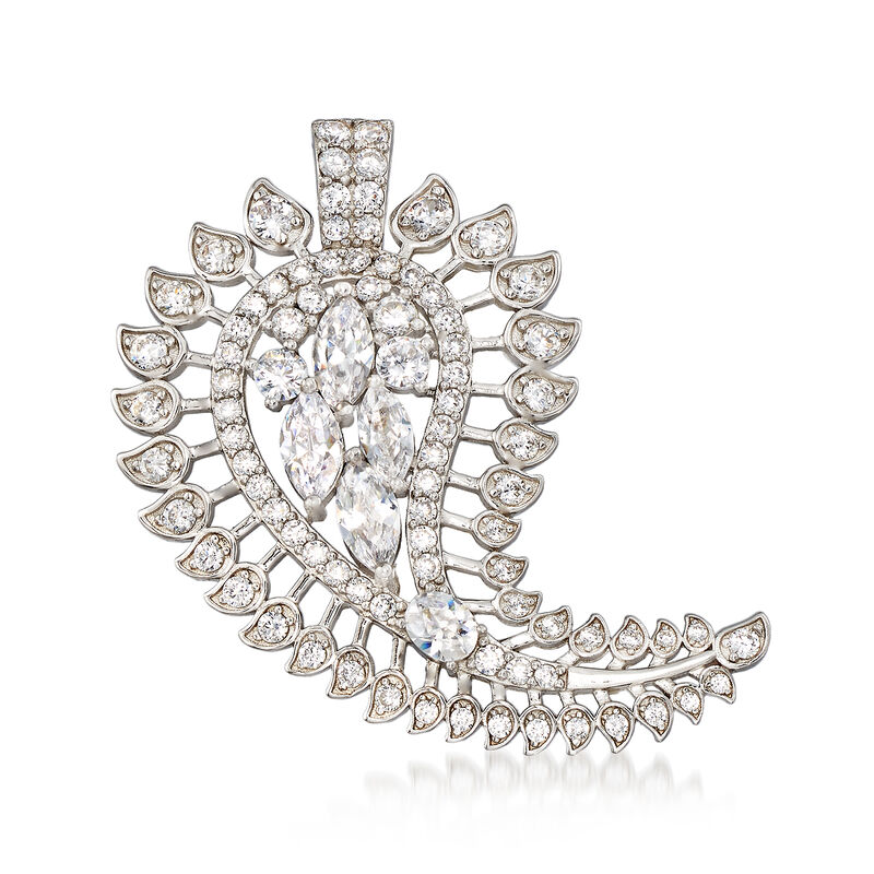 5.00 ct. t.w. CZ Palm Leaf Brooch in Sterling Silver image number 0