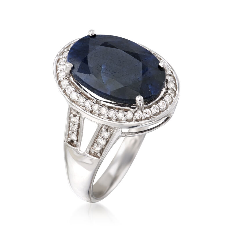 6.50 Carat Sapphire and .25 ct. t.w. Diamond Ring in 14kt White Gold image number 2
