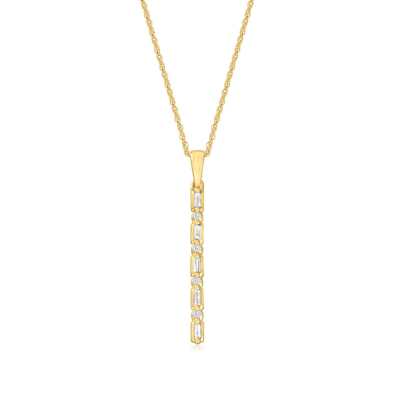 Diamond-Accented Linear Pendant Necklace in 14kt Yellow Gold image number 0