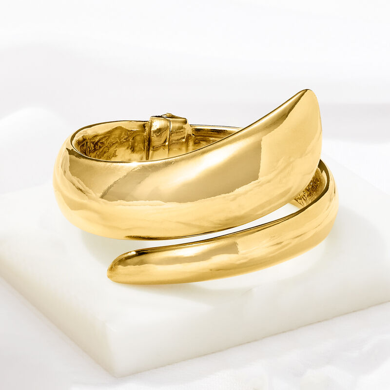 Italian 18kt Gold Over Sterling Tapered Bypass Cuff Bracelet image number 2