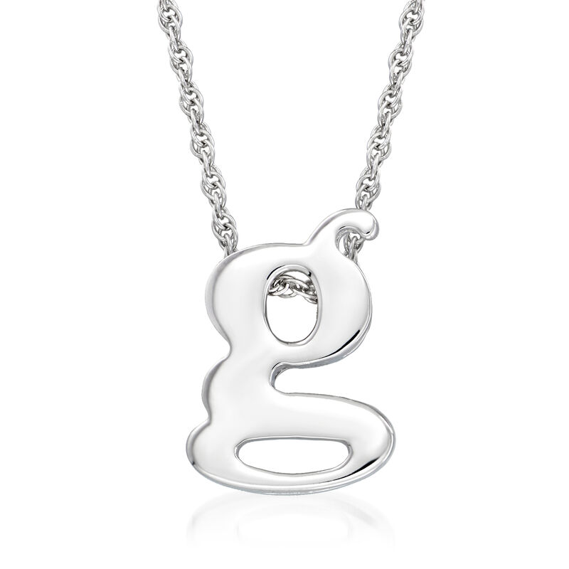 &quot;G&quot;- Sterling Silver Lowercase Initial Necklace. 18&quot; image number 0