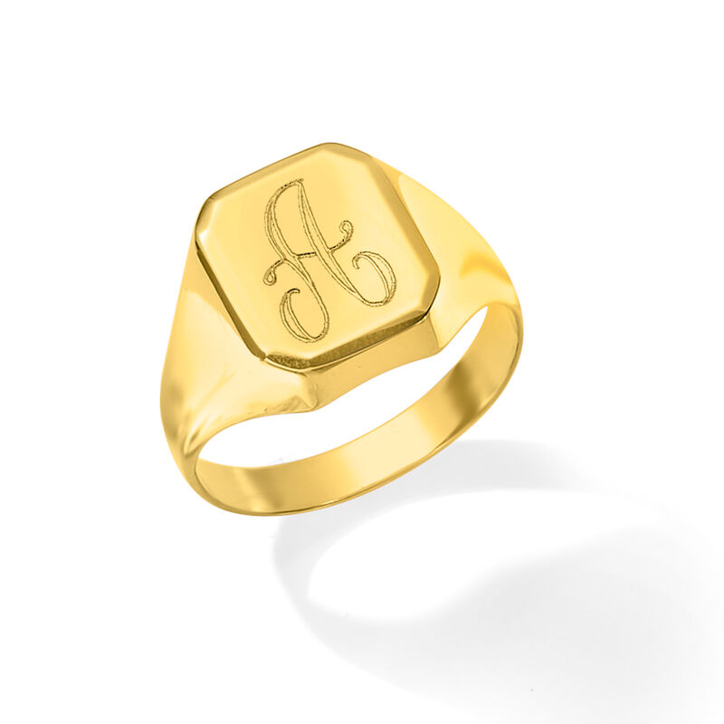 14kt Yellow Gold Personalized Signet Ring image number 4