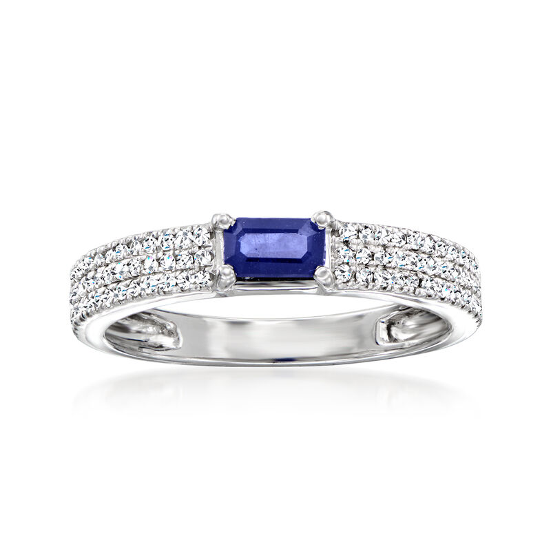 .30 Carat Sapphire and .26 ct. t.w. Diamond Ring in 14kt White Gold. Size 8 image number 0