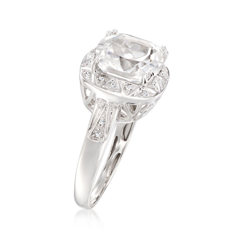 5.00 Carat White Topaz and .10 ct. t.w. Diamond Ring in 14kt White Gold image number 2