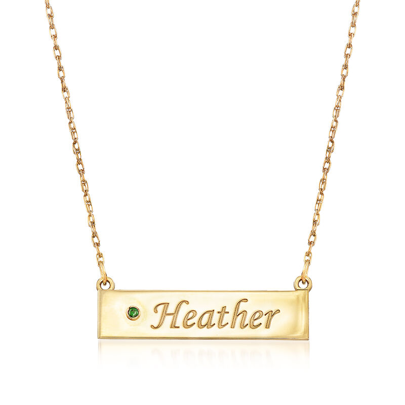 14kt Yellow Gold Personalized Name Necklace with Birthstone Accent image number 0