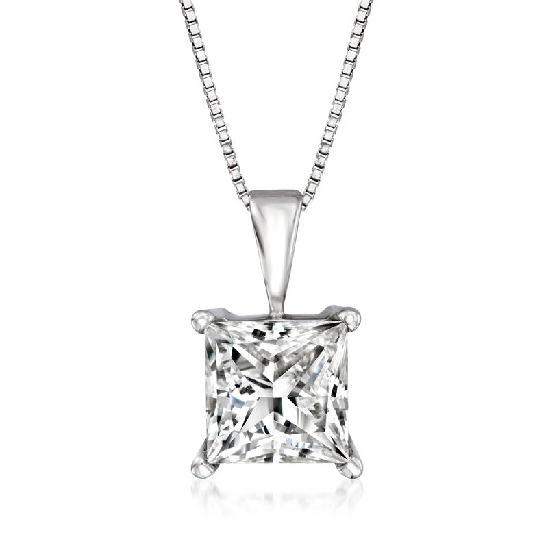 2.00 Carat Princess-Cut Lab-Grown Diamond Pendant Necklace in 14kt White Gold image number 0