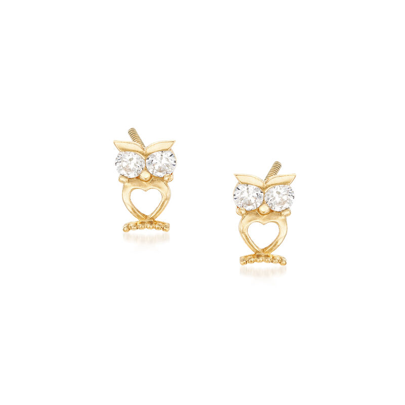 Child's .12 ct. t.w. Owl Stud Earrings in 14kt Yellow Gold image number 0