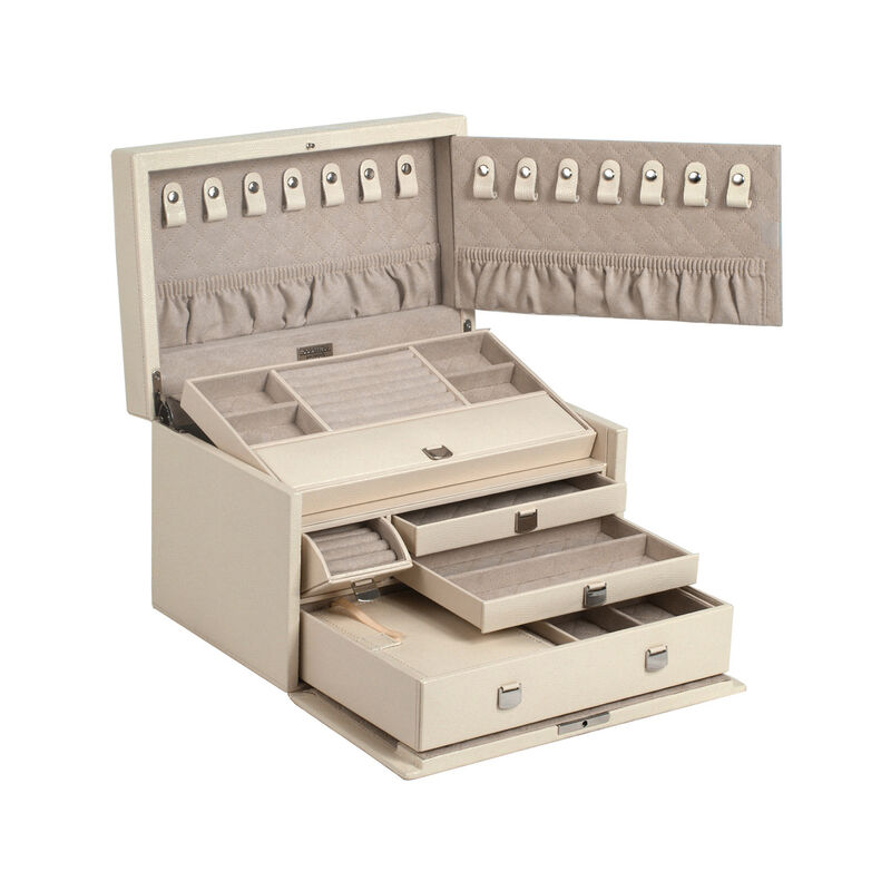 Wolf &quot;London&quot; Cream Leather Medium Jewelry Box image number 1