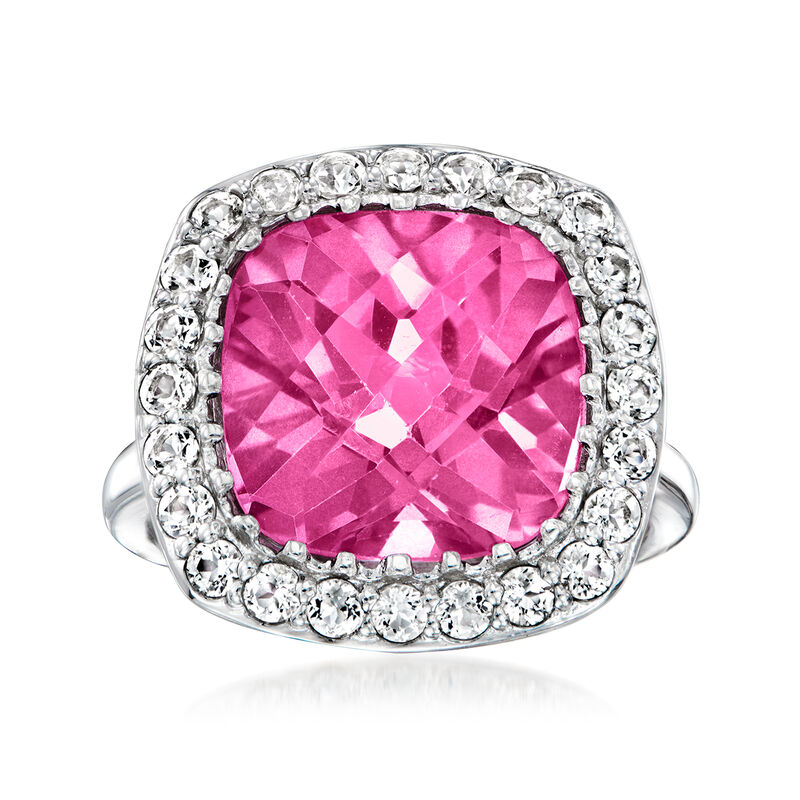 9.00 Carat Pink Topaz and .90 ct. t.w. White Topaz Ring in Sterling Silver image number 0