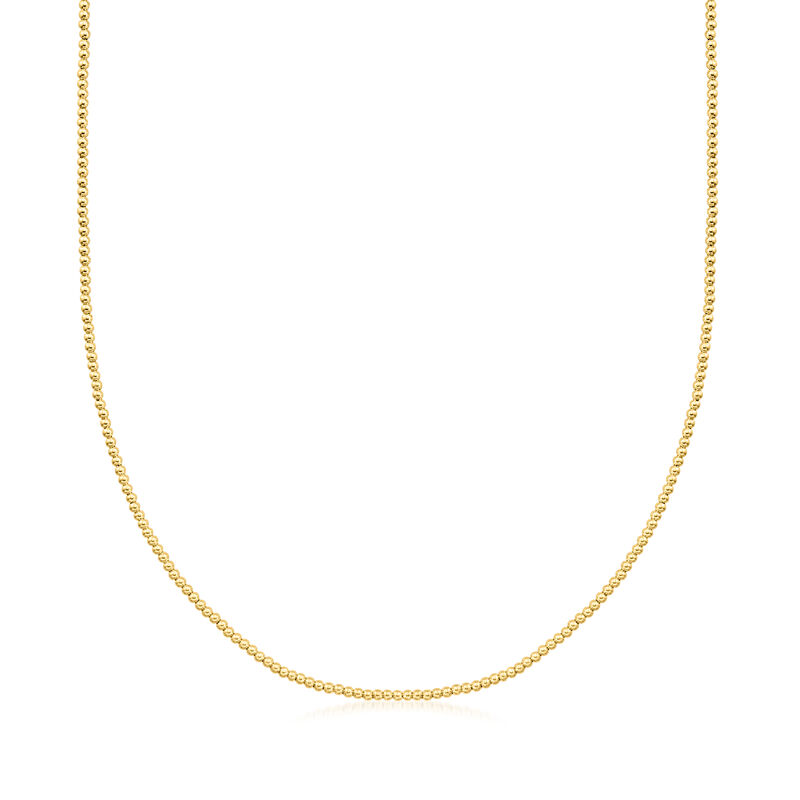 Italian 2mm 14kt Yellow Gold Bead Necklace. 16&quot; image number 1