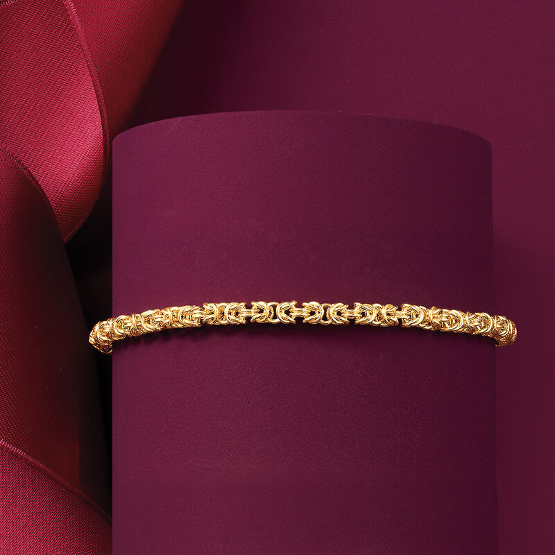 Italian 14kt Yellow Gold Byzantine Bracelet with Rolled Edges image number 2