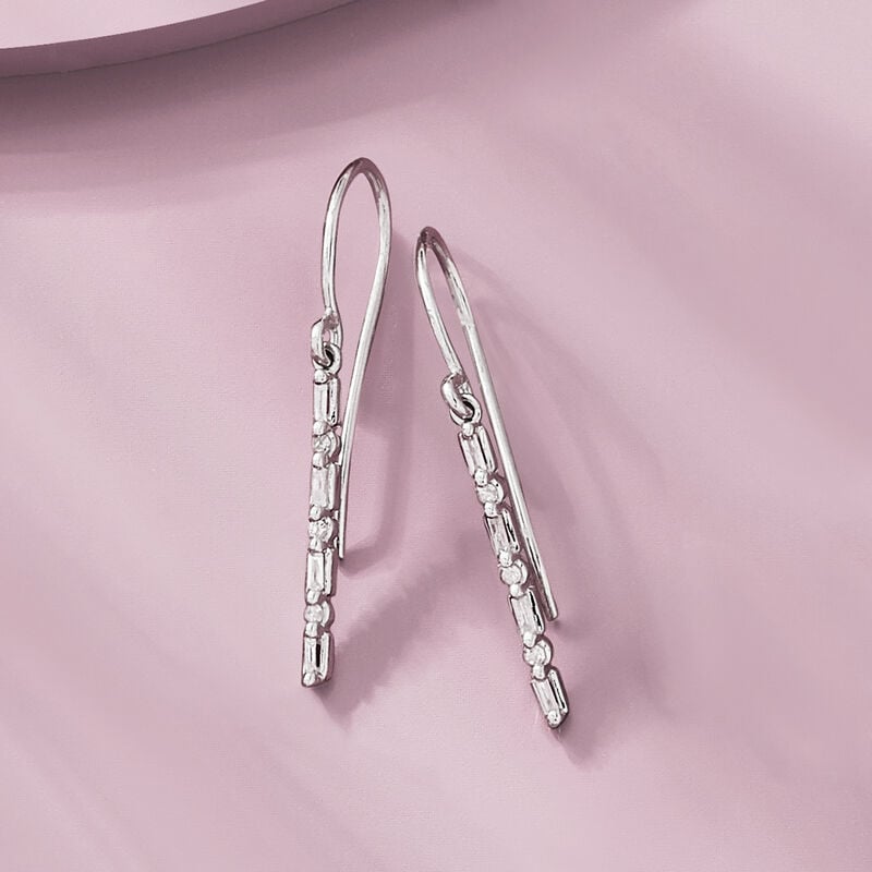 .10 ct. t.w. Diamond Linear Drop Earrings in Sterling Silver image number 1
