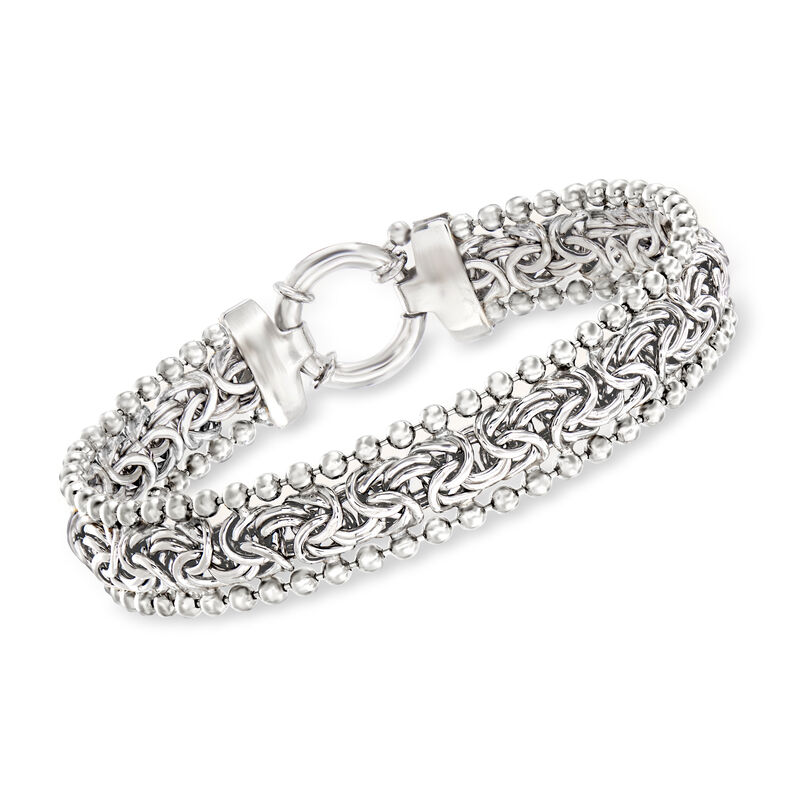 Sterling Silver Byzantine Beaded-Edge Bracelet image number 0