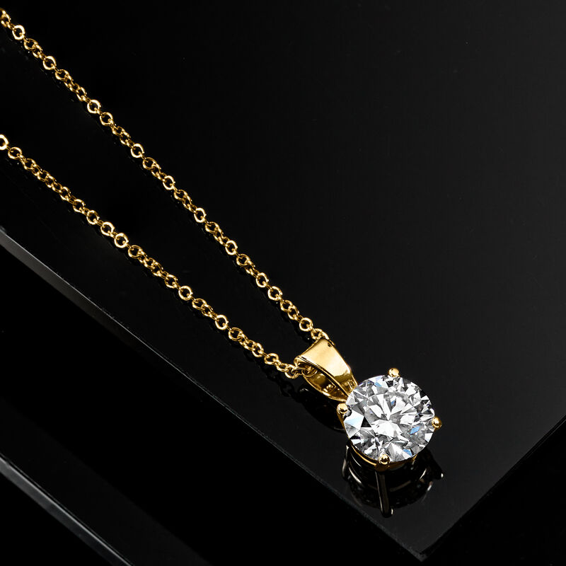 1.00 Carat Lab-Grown Diamond Solitaire Necklace in 14kt Yellow Gold image number 2