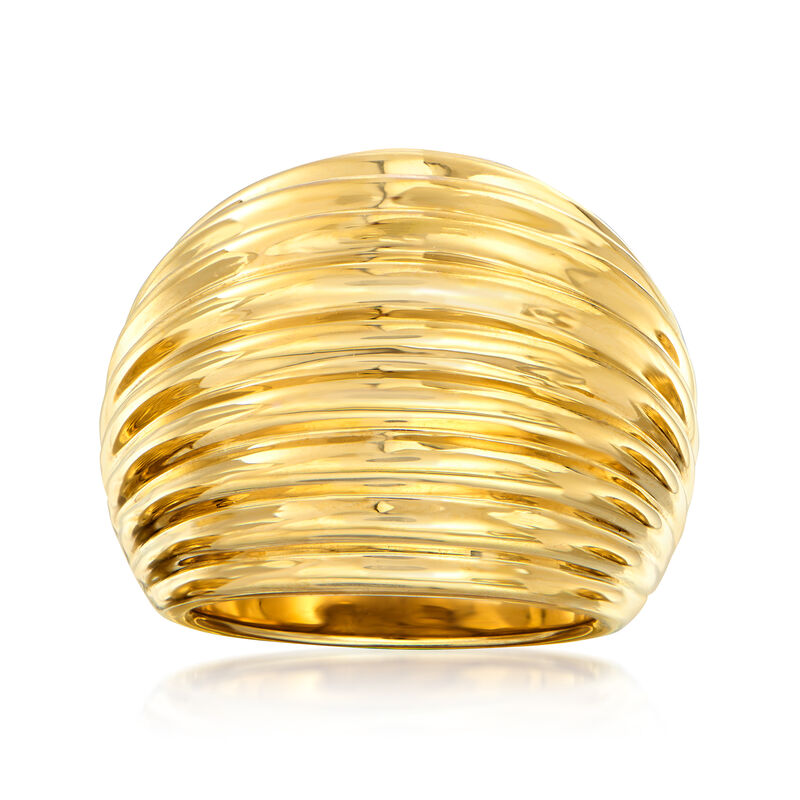 14kt Yellow Gold Ribbed Dome Ring image number 0