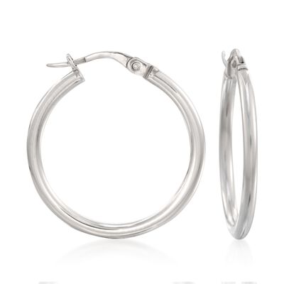 Roberto Coin 2mm 18kt White Gold Hoop Earrings