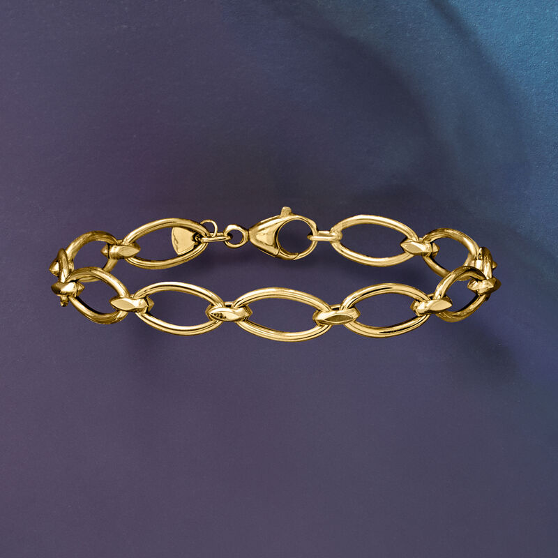 Italian 14kt Yellow Gold Oval-Link Bracelet image number 2