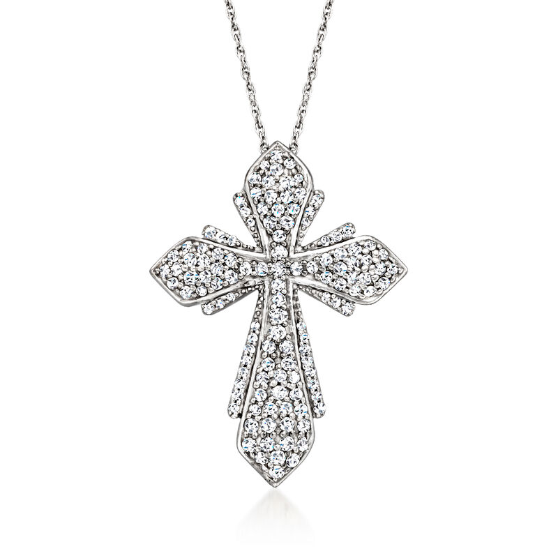 1.00 ct. t.w. Diamond Cross Pendant Necklace in Sterling Silver image number 0
