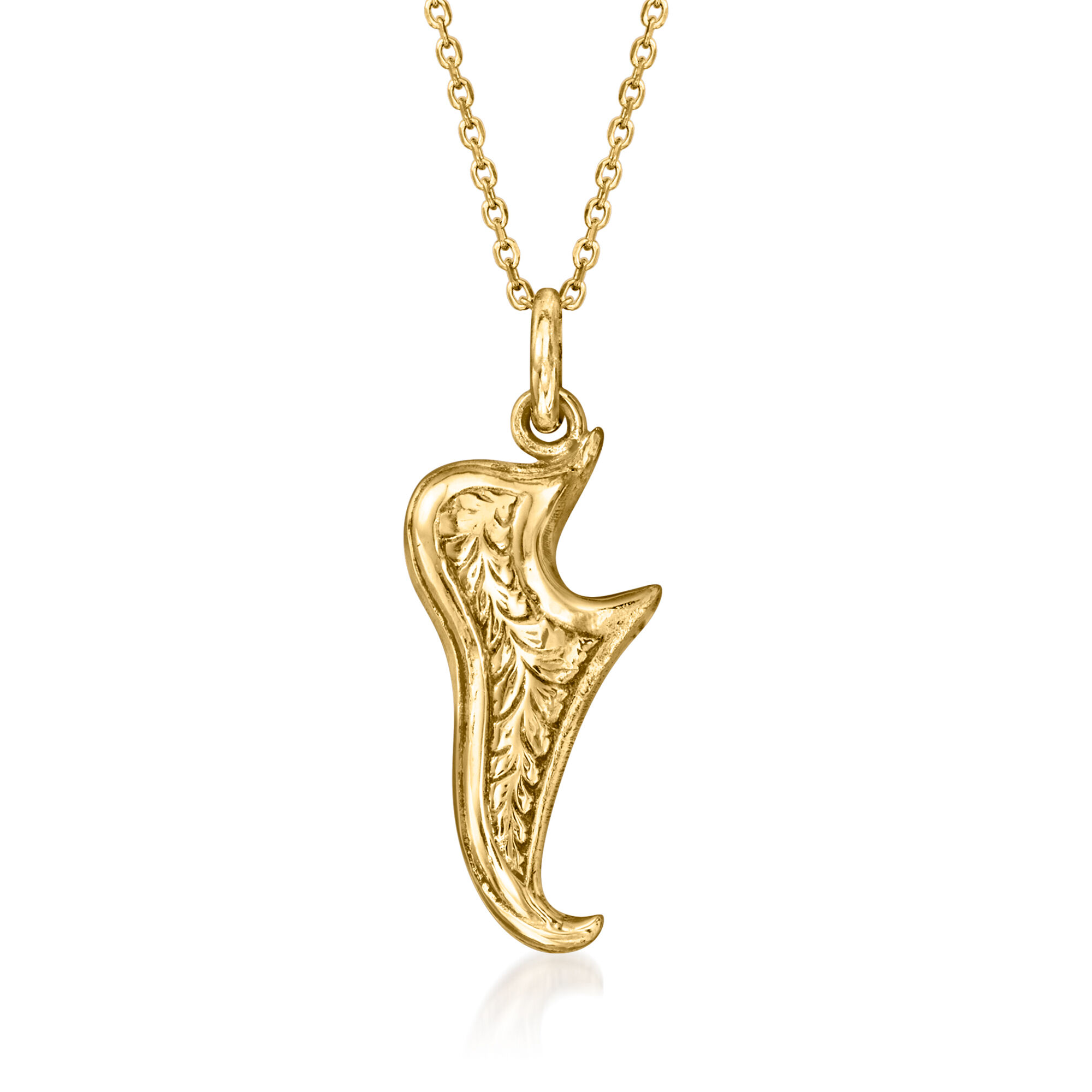 C. 1980 Vintage 14kt Yellow Gold Shoe Pendant Necklace. 18&quot