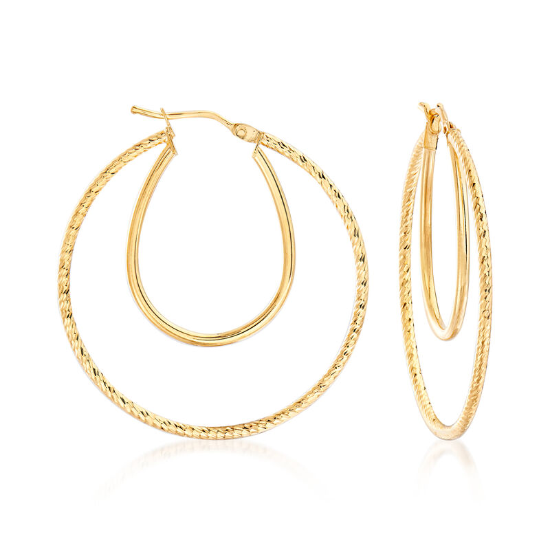 Italian 18kt Yellow Gold Double-Hoop Earrings image number 0