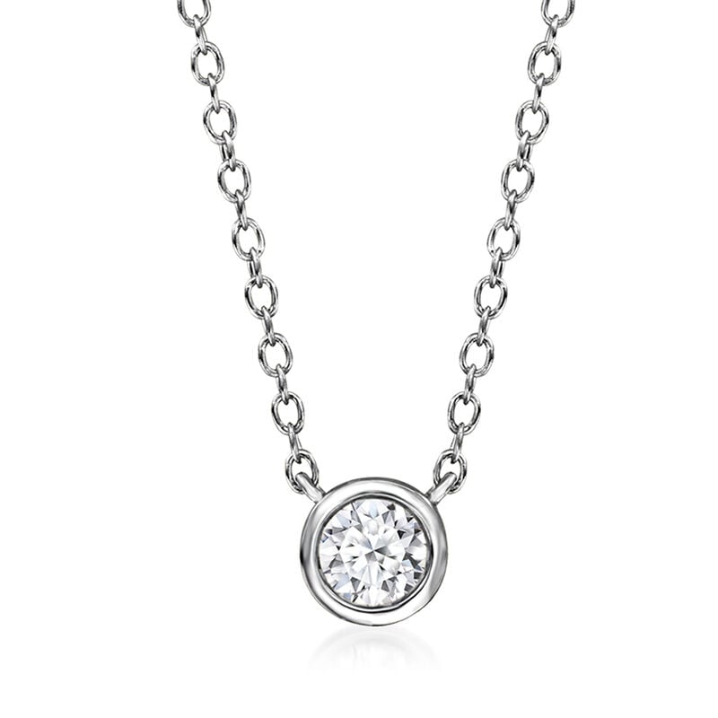 .15 Carat Bezel-Set Lab-Grown Diamond Necklace in Sterling Silver image number 0