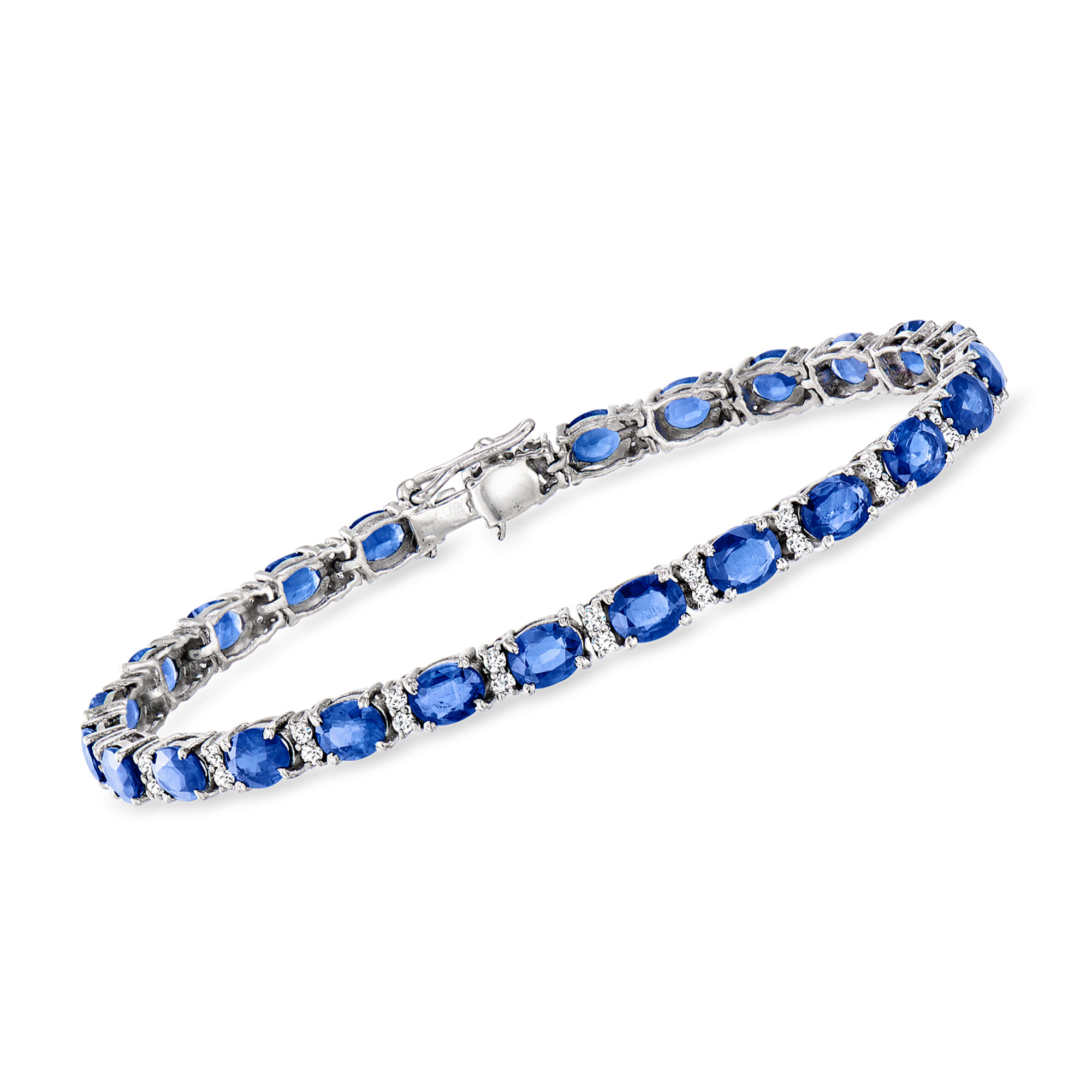 BELLE ÉPOQUE Sapphire Bracelet 18K WG 1900s French Belle Epoque Sapphire Pearl and Diamond