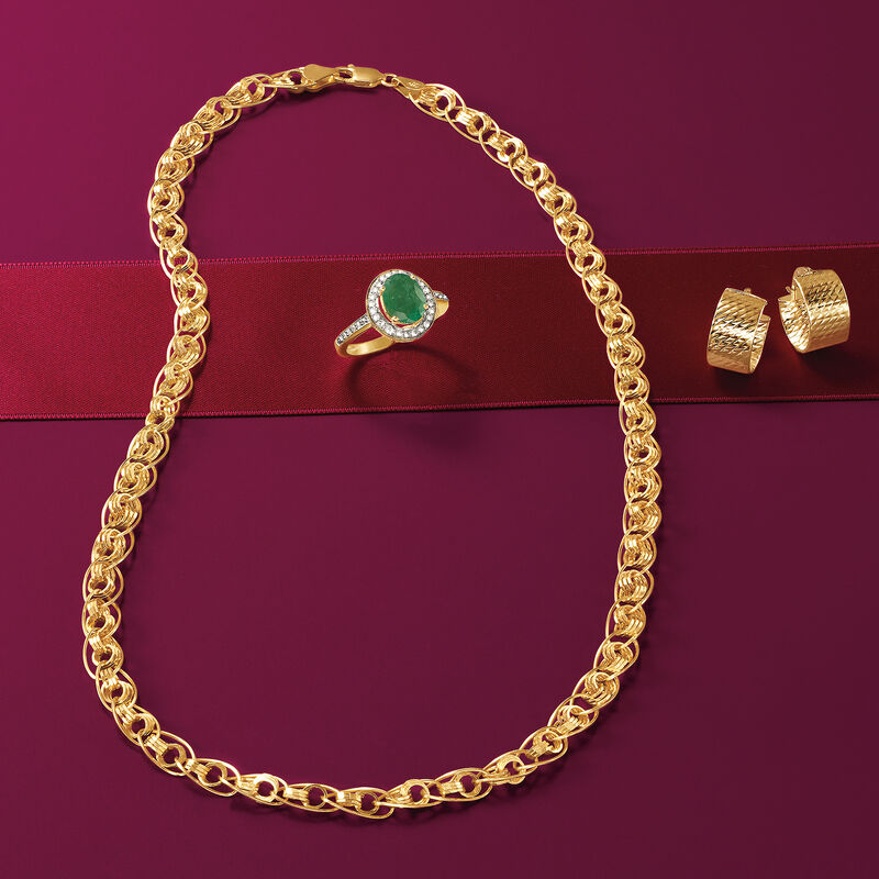 1.80 Carat Zambian Emerald and .25 ct. t.w. Diamond Halo Ring in 14kt Yellow Gold image number 3