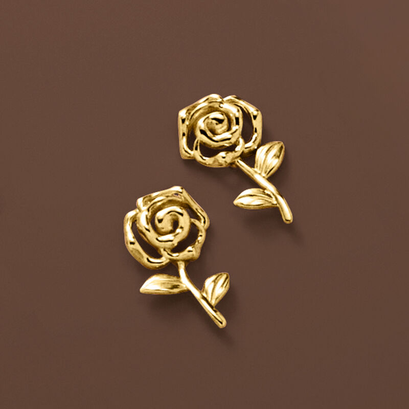 Italian 10kt Yellow Gold Rose Stud Earrings  image number 2