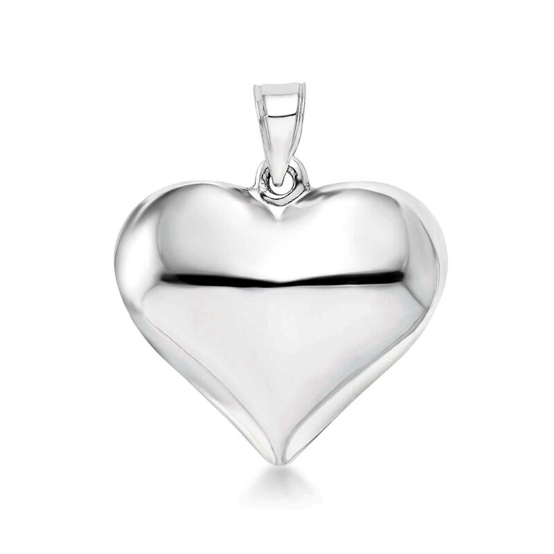 14kt White Gold Puffed Heart Pendant image number 0