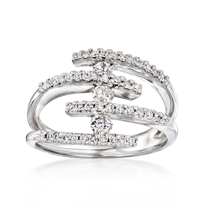 C. 1990 Vintage .85 ct. t.w. Diamond Spiral Ring in 14kt White Gold. Size 7 image number 0