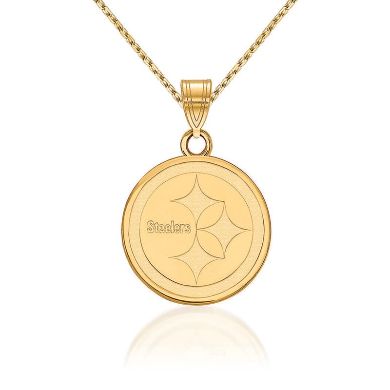 14kt Yellow Gold NFL Pittsburgh Steelers Pendant Necklace. 18&quot; image number 0