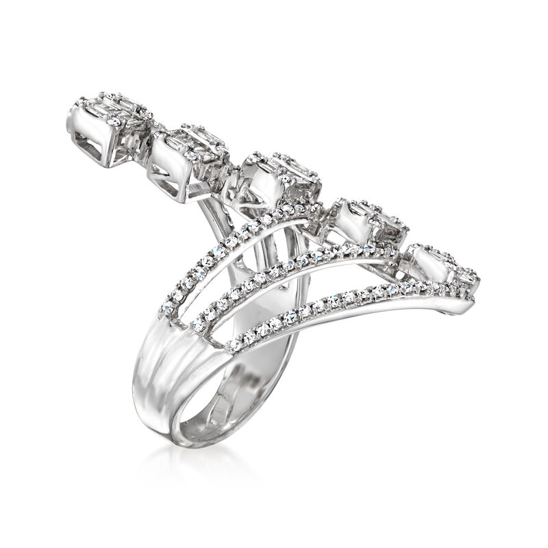 1.00 ct. t.w. Diamond Cluster Bypass Ring in 14kt White Gold image number 2