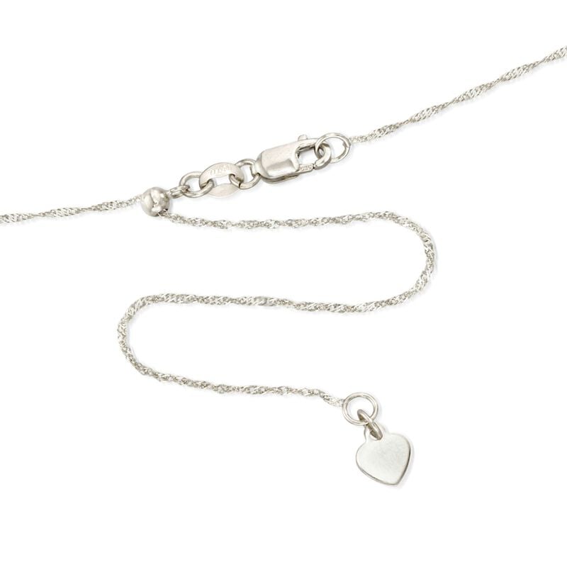 Italian .8mm 14kt White Gold Adjustable Singapore-Chain Necklace image number 2