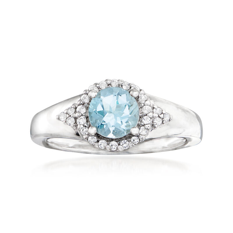 .60 Carat Aquamarine and .20 ct. t.w. White Topaz Ring in Sterling Silver image number 0