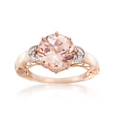 3.40 Carat Morganite Ring with Diamonds in 14kt Two-Tone Gold