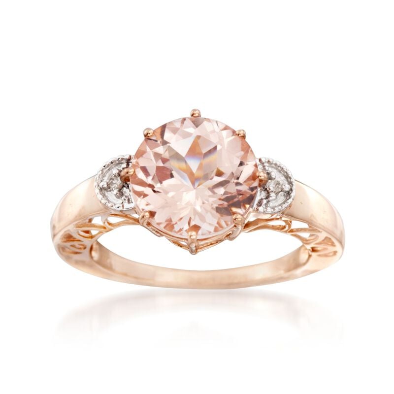 3.40 Carat Morganite Ring with Diamonds in 14kt Two-Tone Gold image number 0