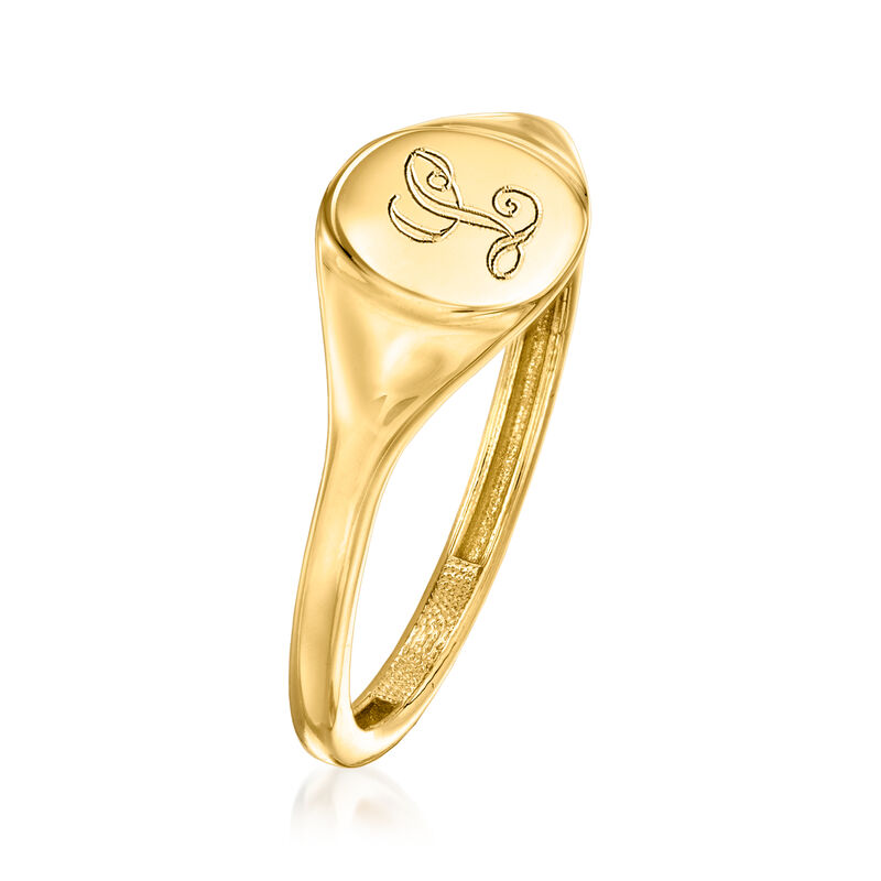 Italian 14kt Yellow Gold Personalized Circle Signet Ring image number 2