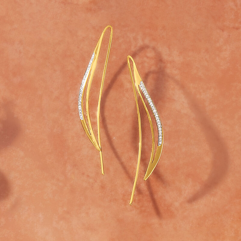 .14 ct. t.w. Diamond Curved Earrings in 14kt Yellow Gold image number 2