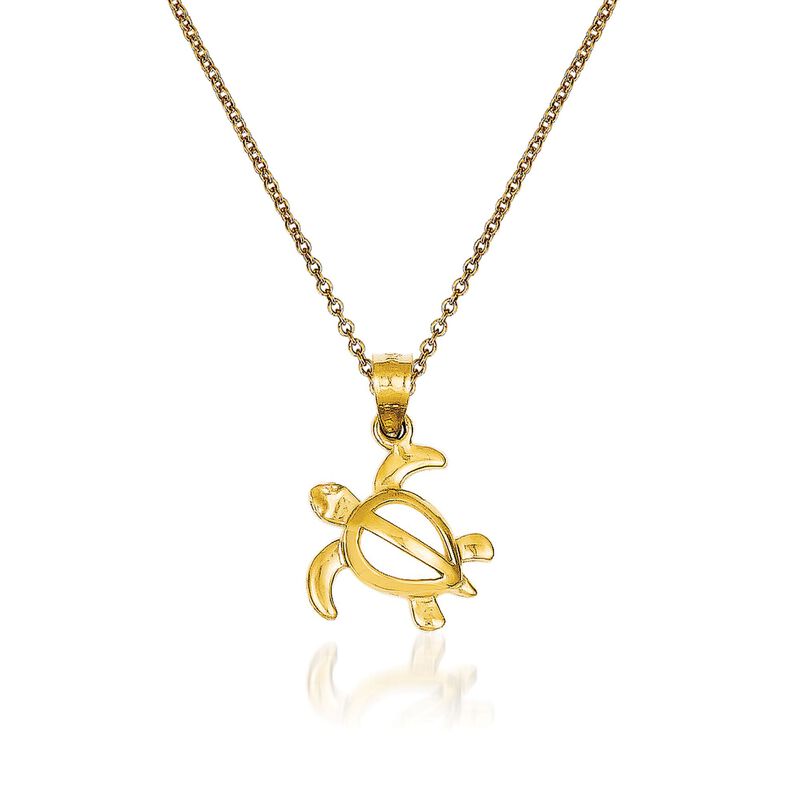14kt Yellow Gold Turtle Pendant Necklace. 18&quot; image number 0
