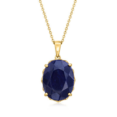 15.00 Carat Sapphire Pendant Necklace in 18kt Gold Over Sterling