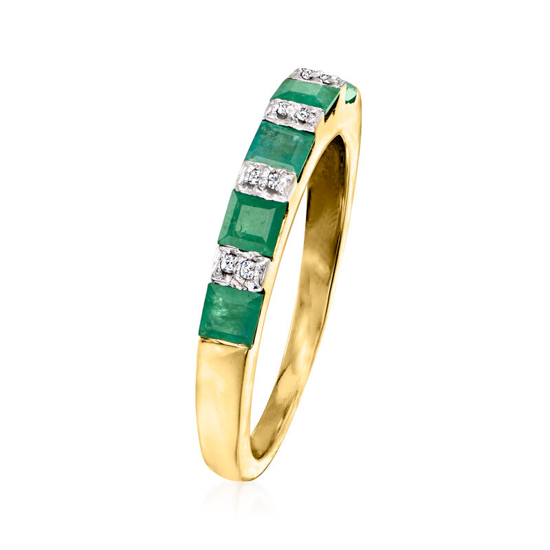 .70 ct. t.w. Emerald Ring with Diamonds in 18kt Gold Over Sterling image number 2
