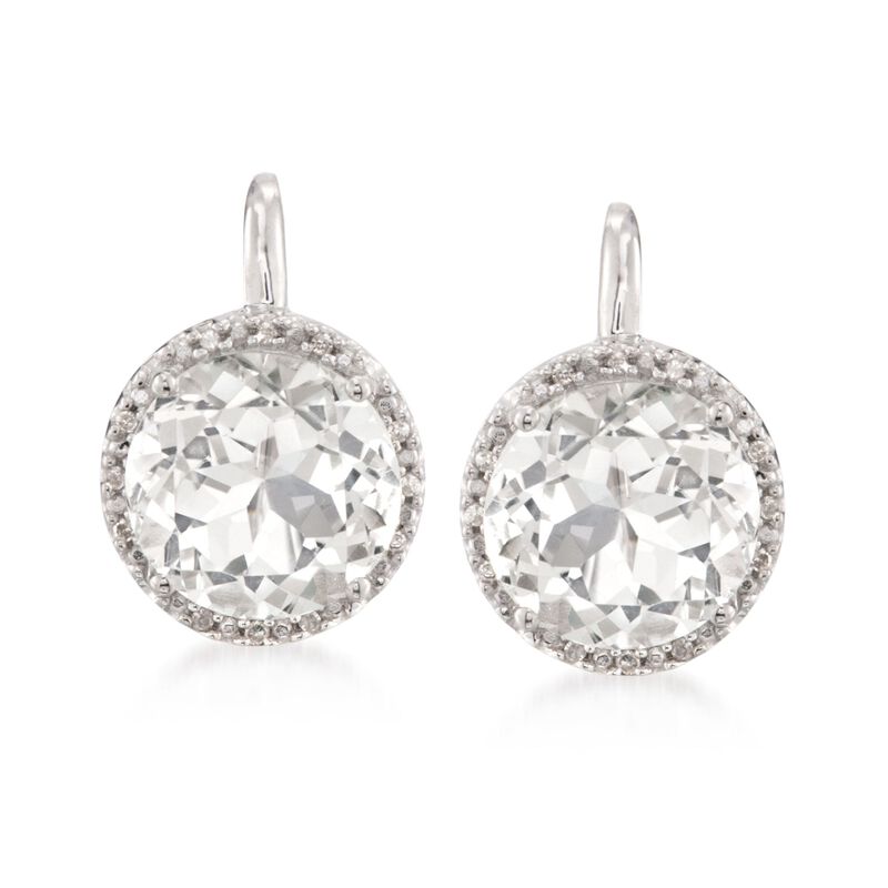 7.75 ct. t.w. White Topaz Earrings with Diamond Accents in Sterling Silver image number 0
