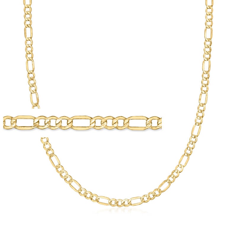 Men's 10kt Yellow Gold Figaro-Link Necklace. 24&quot; image number 1
