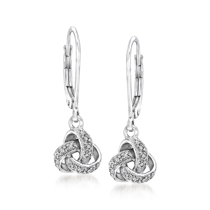 Diamond Love Knot Drop Earrings in Sterling Silver  image number 0