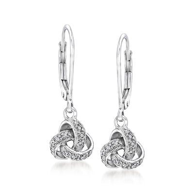Diamond Love Knot Drop Earrings in Sterling Silver Diamond Love Knot Drop Earrings in Sterling Silver